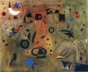 Mujer con axila rubia peinándose a la luz de las estrellas Joan Miró Pinturas al óleo